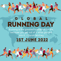 global running day, health and fitness Instagram Post template