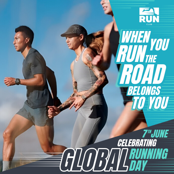 Global Running Day Celebration Post Template Instagram-opslag