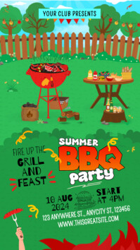 Green Illustrative Summer Bbq Party  Instagra Instagram Story template