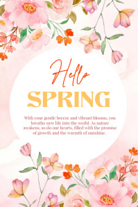 hello spring poster template