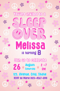 Invitation Birthday Sleep Over Poster template