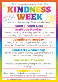 Kindness Week Flyer, School Spirit Schedule A6 template