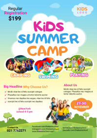 Kids Summer Camp Flyer A1 template