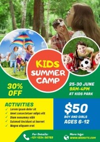Kids Summer Camp Video Flyer A4 template