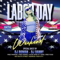 Labor day weekend party video flyer Square (1:1) template