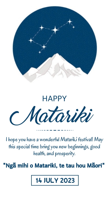 Matariki new year greeting template. Instagram-verhaal