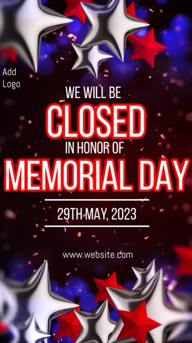 memorial day business closed announcement ad Digital Display (9:16) template