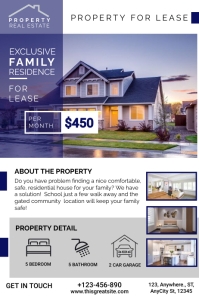 Modern Blue Real Estate Listing Flyer Poster template