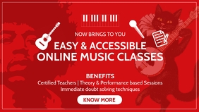 Online Music Classes Template Facebook Cover Video (16:9)