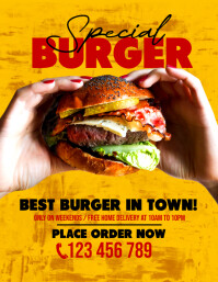 Orange Grunge Burger Flyer (us Letter) template