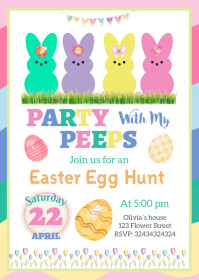 Party with My Peeps invitation A6 template