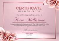 Pink Flower Certificate Beauty Salon A4 template