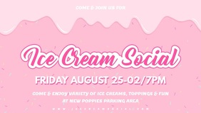 Pink Ice Cream Social Banner Facebook Cover Video (16:9) template