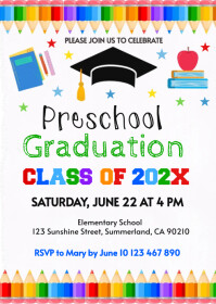 Preschool Graduation Invitation A6 template