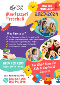 preschool enrollment advertisement A4 template
