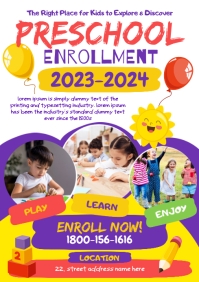 preschool enrollment advertisement A4 template