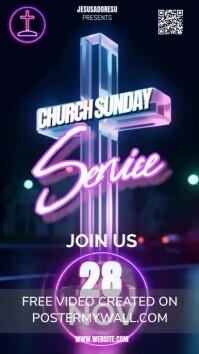 Purple Neon Church Sunday Service Youtube Sho template