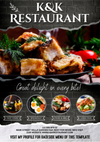 restaurant front side flyer A4 template