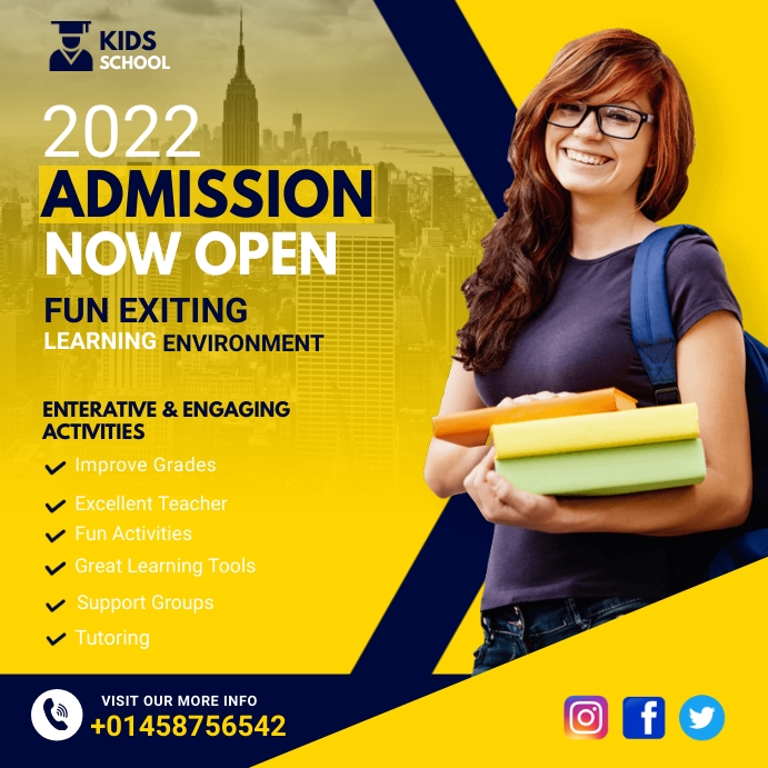 School Admission flyer Template Vierkant (1:1)