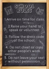 School Rules Poster Template Design Printable A4