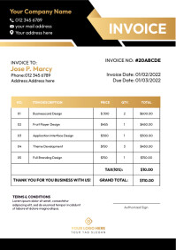Gold Invoice Template A4
