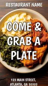 Soul Food restaurant social media banner ad Instagram Story template