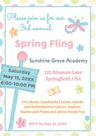 Spring Fling Editable Fundraiser Flyer A6 template