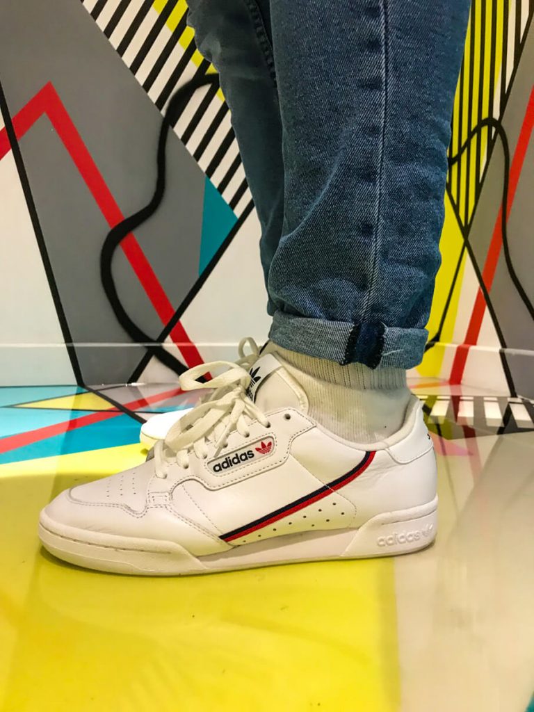 Adidas Continental 80 trainers on-feet
