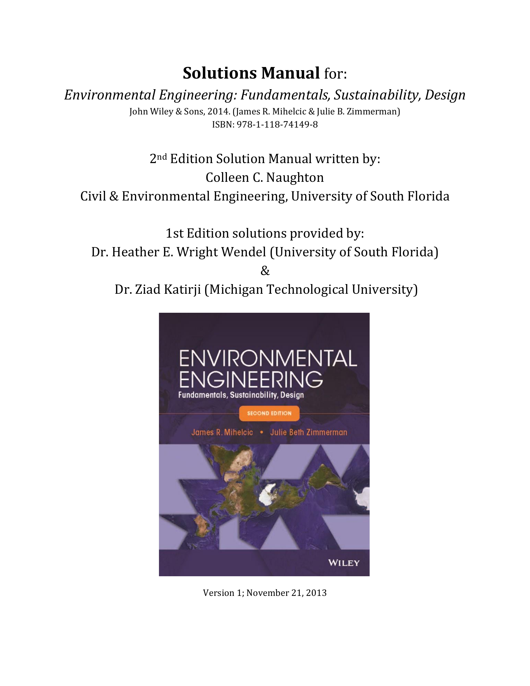 Environmental Engineering: Fundamentals, Sustainability, Design John Wiley & Sons