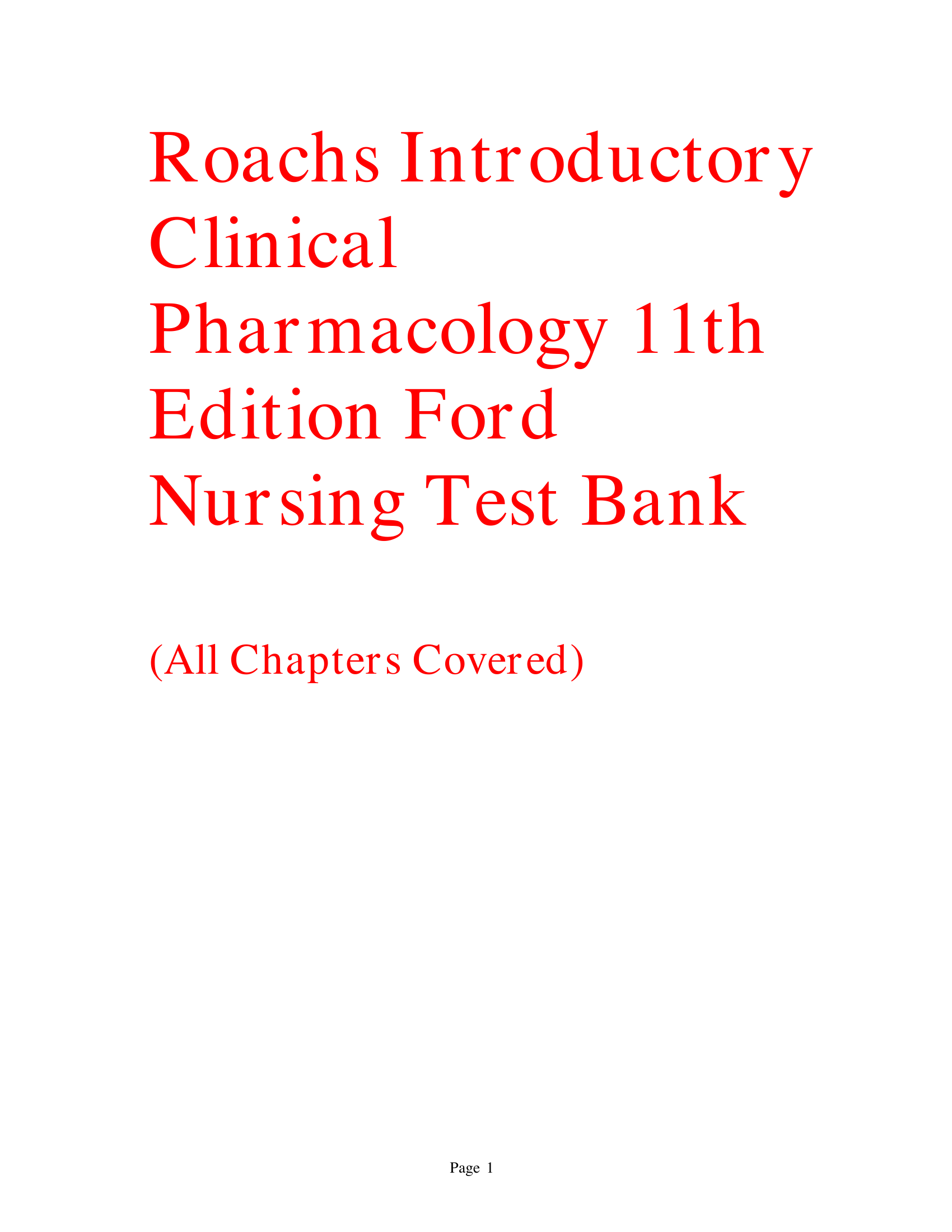 Roach’s Introductory Clinical Pharmacology