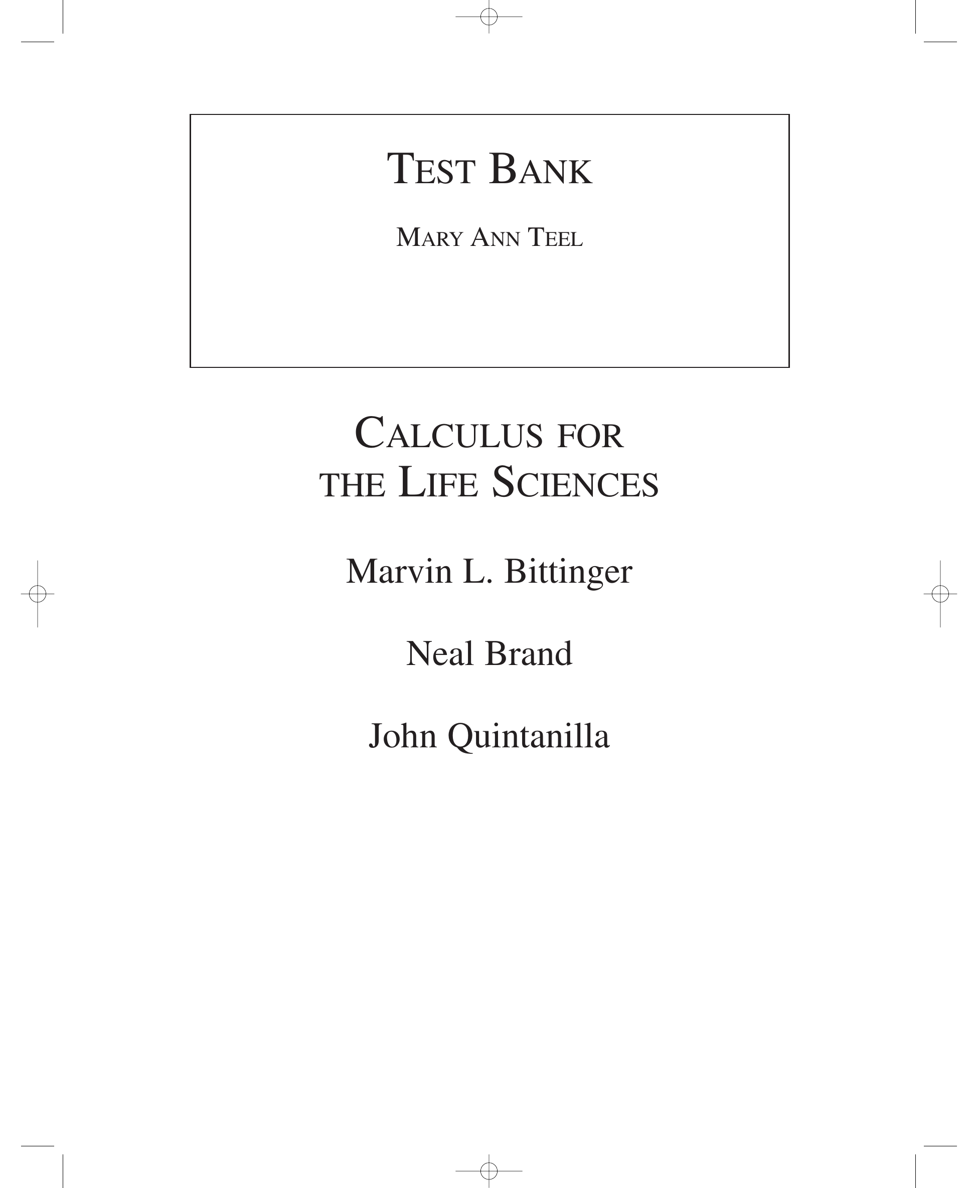 Calculus For The Life Sciences
