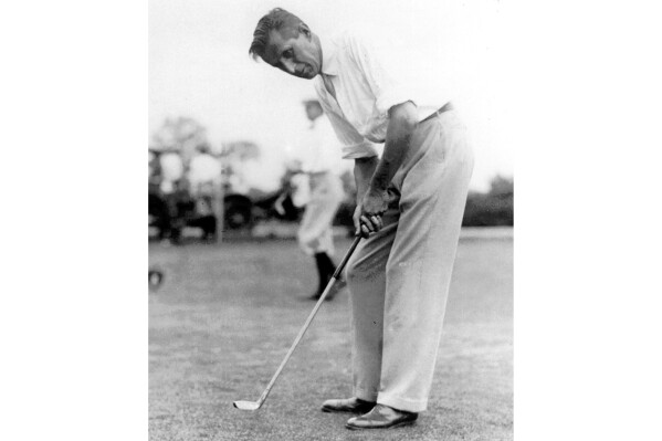 FILE - This is a 1928 photo of golfer Cyril Walker. A century ago, Cyril Walker beat Bobby Jones and the rest of golf's greats in the U.S. Open. It was the pinnacle of Walker's career, perhaps even his life. Because what followed was a downward spiral fueled by anger and alcohol that ended in a New Jersey prison cell, where the penniless former pro had sought refuge from the cold, only to be found by a sergeant the next morning dead of pneumonia. As the U.S. Open prepares to get underway Thursday, June 12, 2024, at Pinehurst, it may be worth remembering the most curious story of a most unexpected champion. (AP Photo)