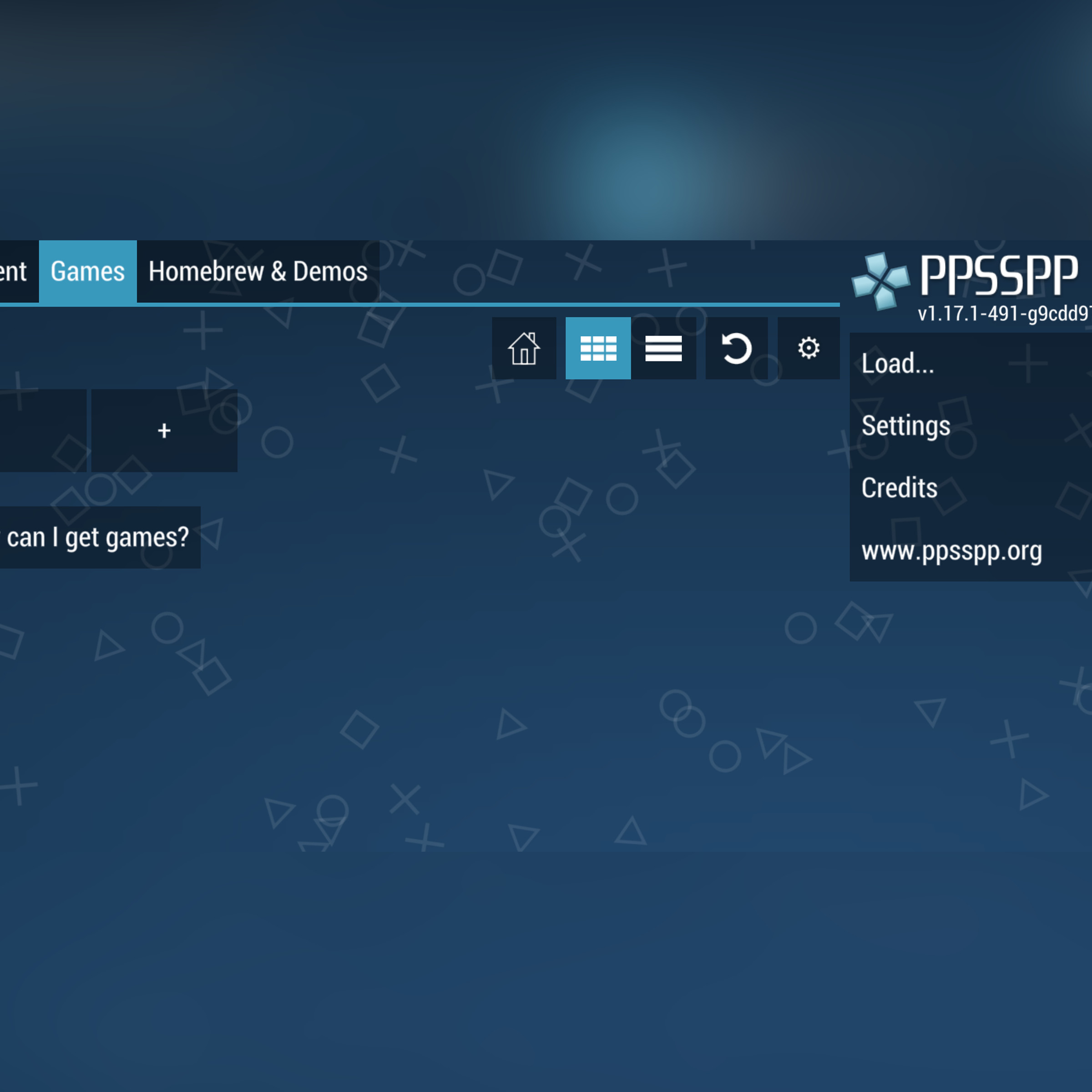 A screenshot of the PPSSPP app.
