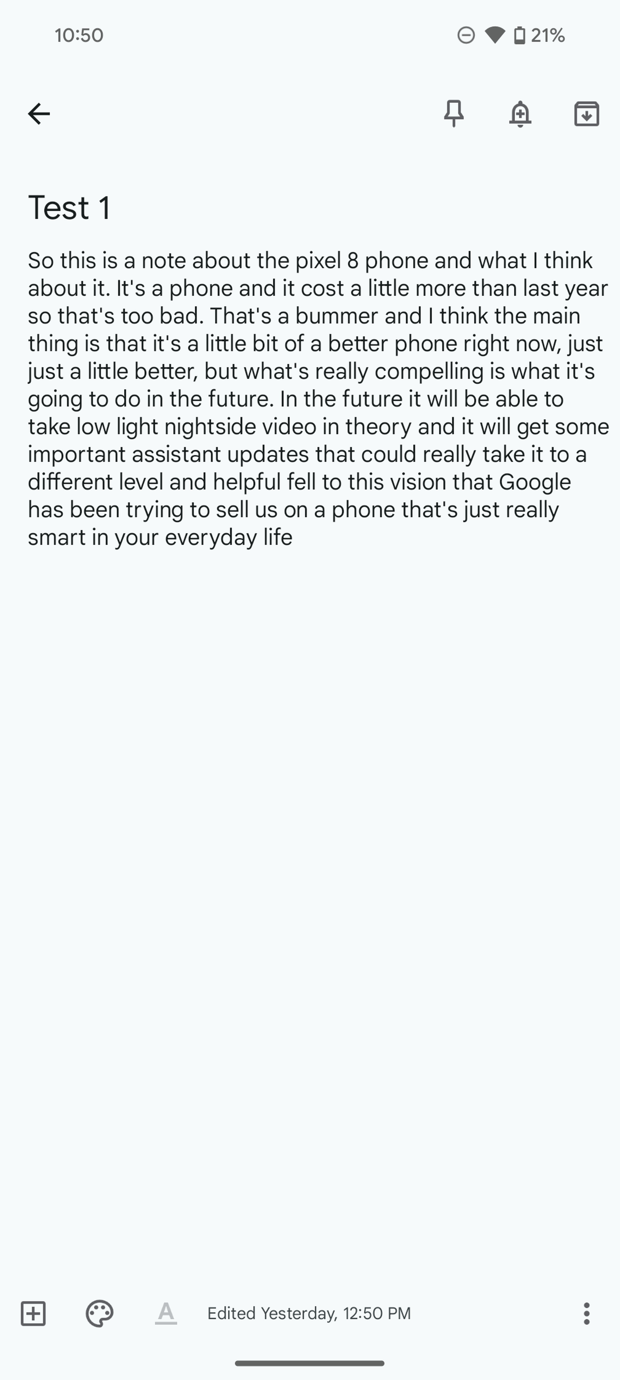 This is the text the Pixel 8 Pro produced when it heard the same speech.
