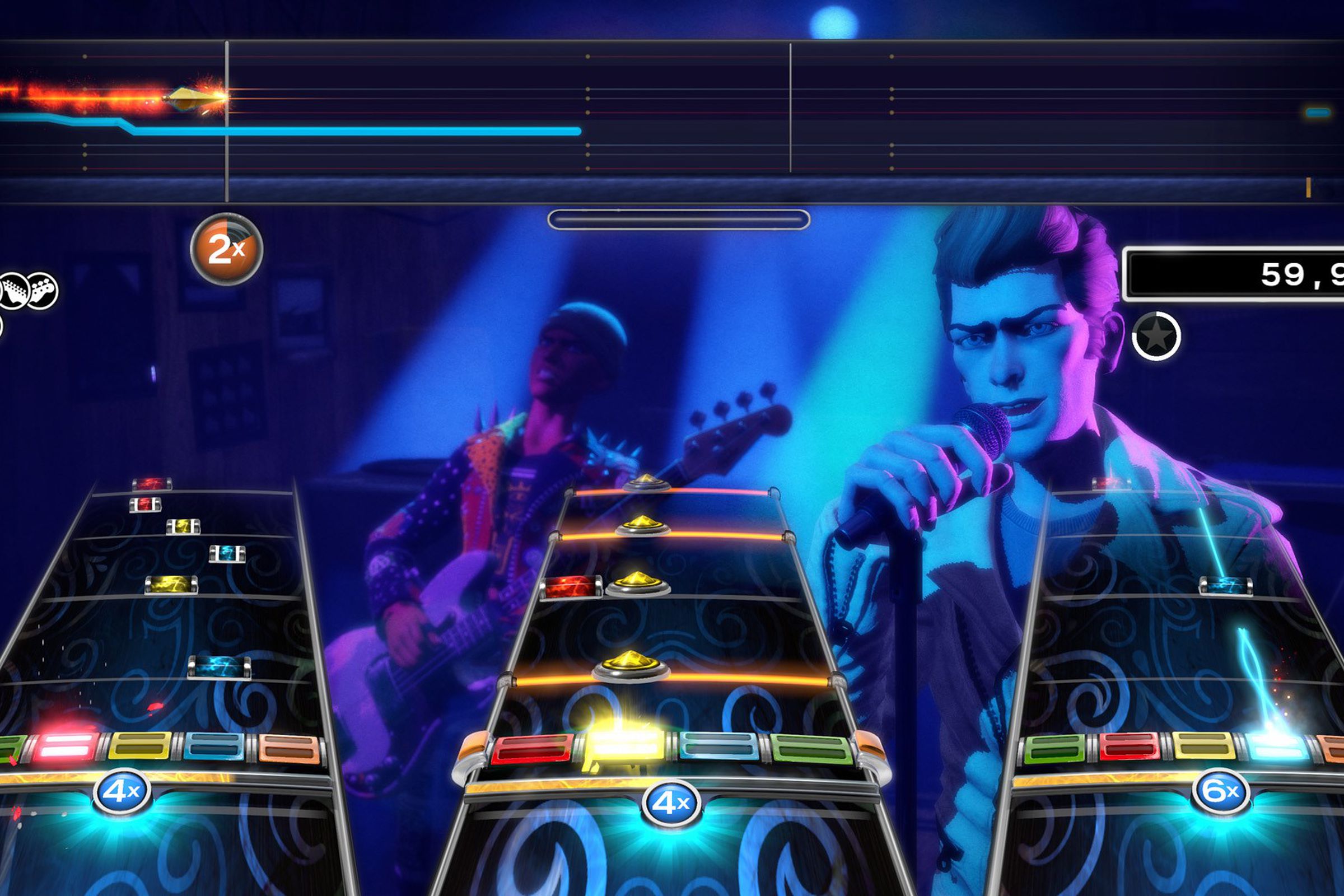 A screenshot from Rock Band 4.