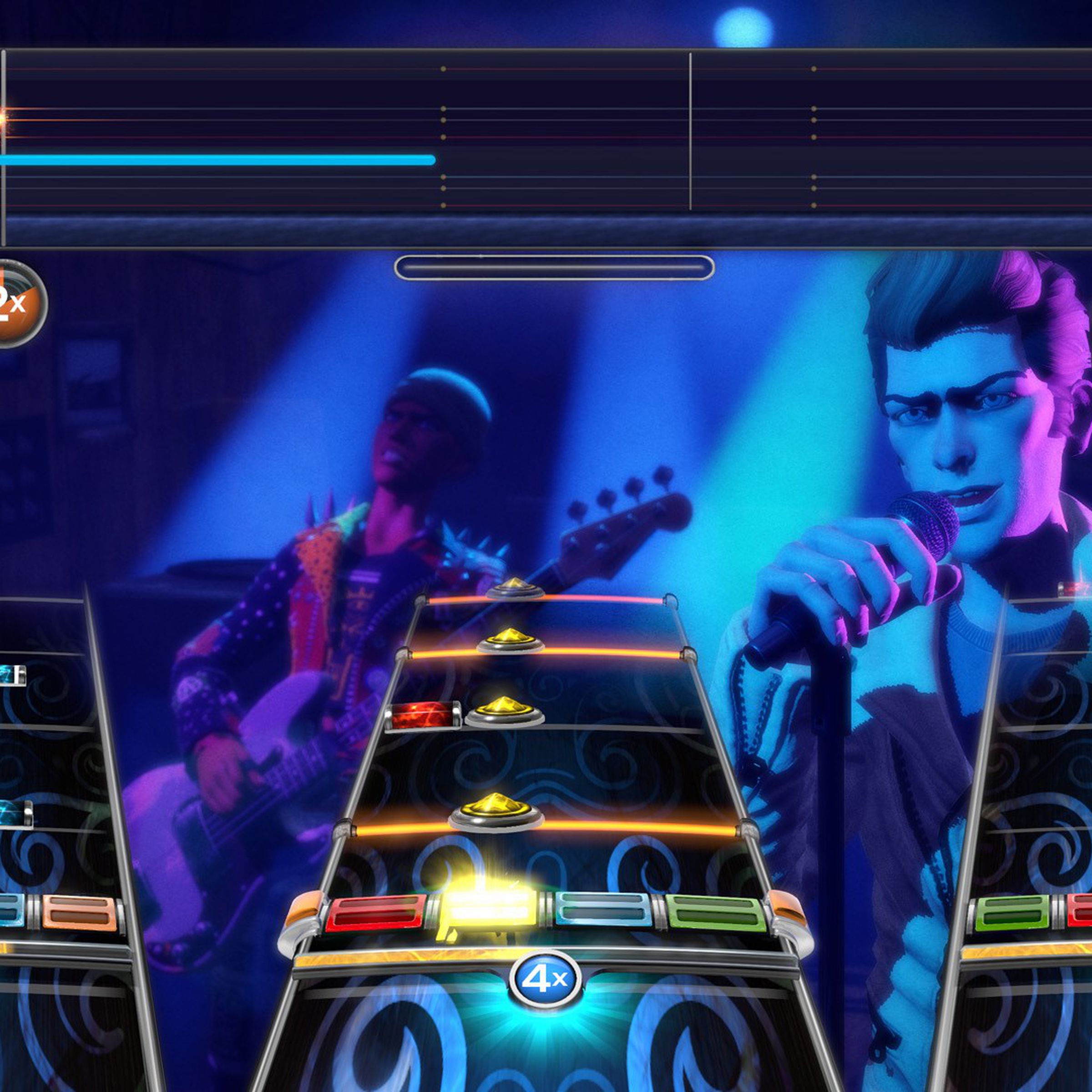 A screenshot from Rock Band 4.