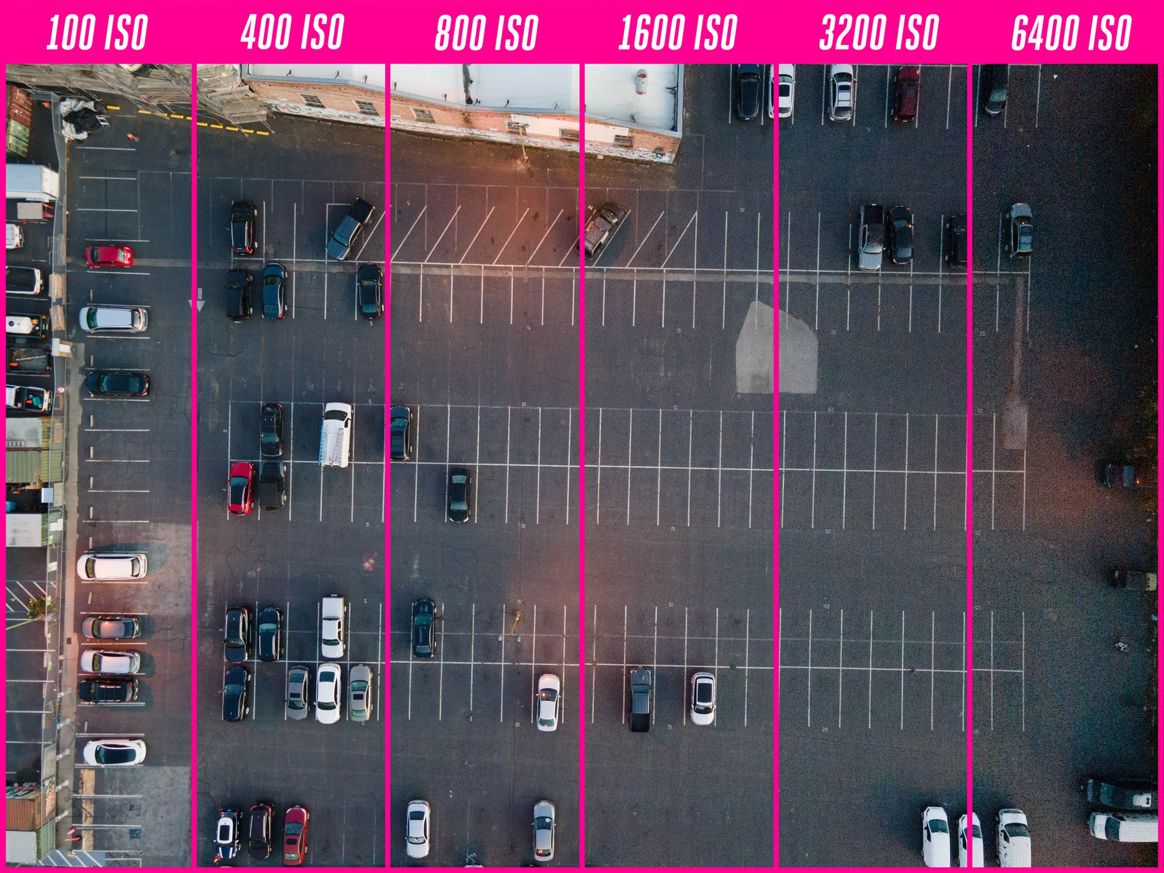Here’s how the Mavic Air 2 handles noise at various ISO settings. You can see it gets noticeably grainier as you get past 800 ISO.