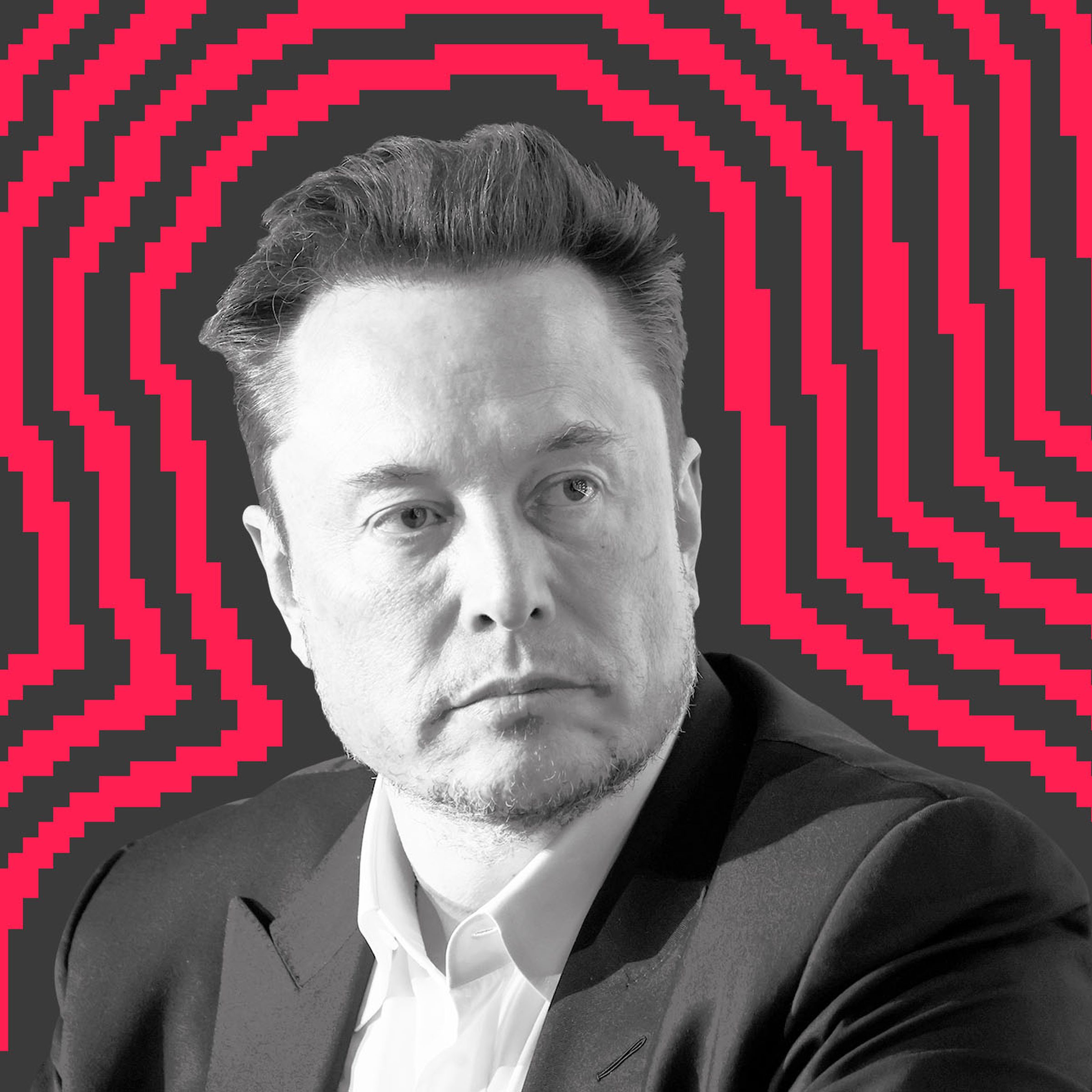 Photo collage of Elon Musk.