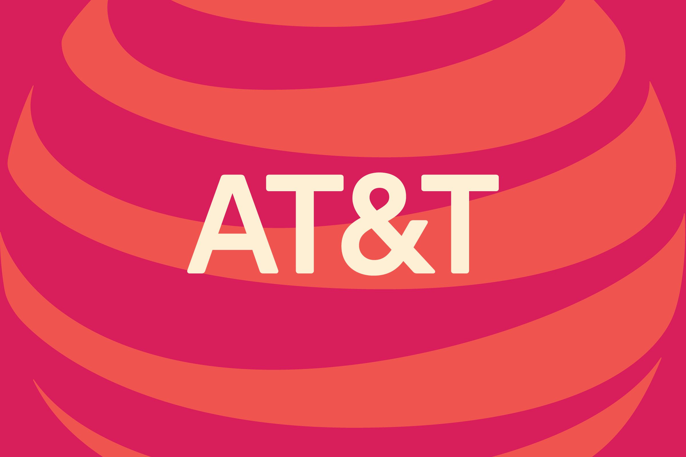AT&amp;T logo with an illustrated red and orange background.