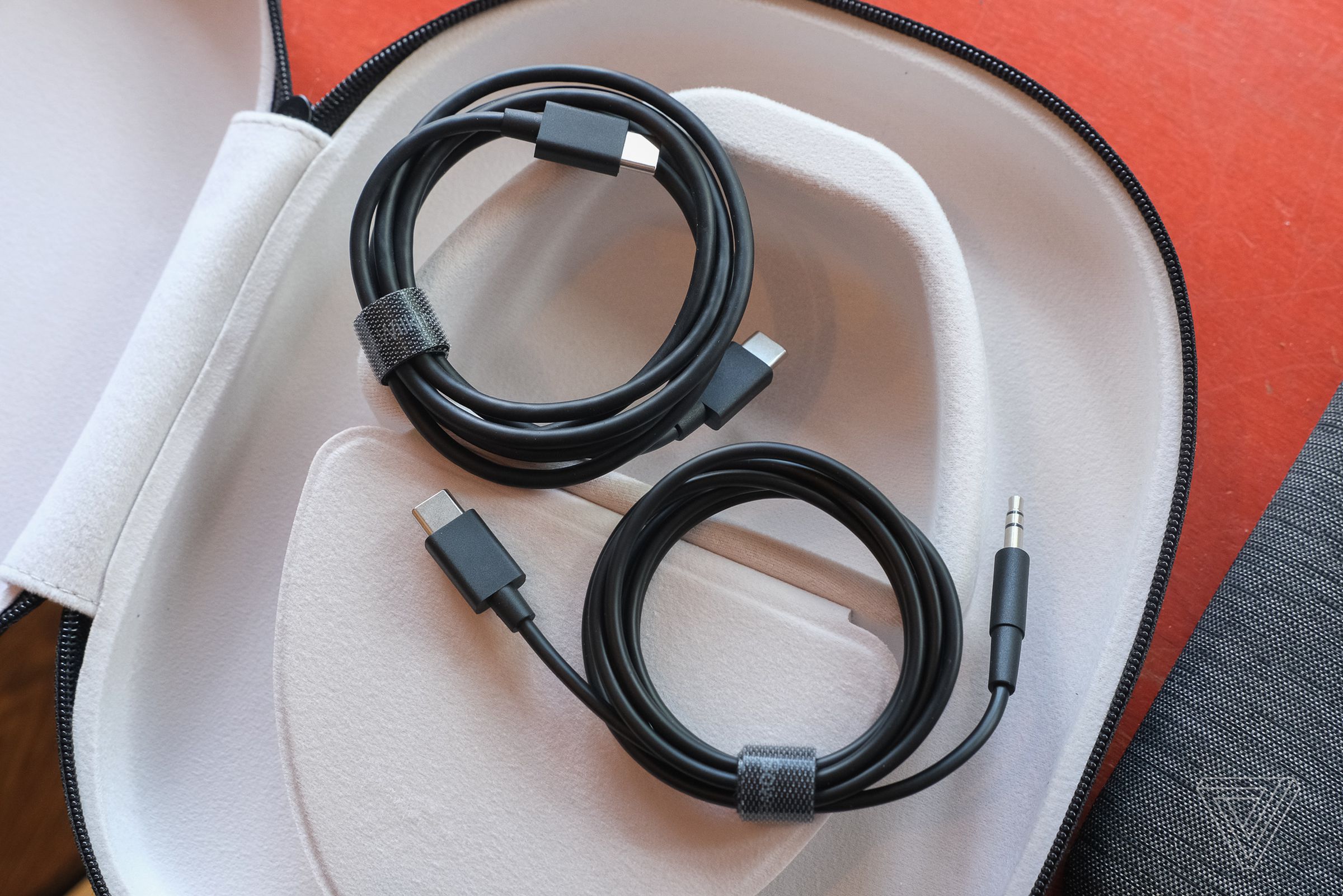 Bowers & Wilkins includes a regular USB-C cable and also a USB-C-to-3.5mm cable.