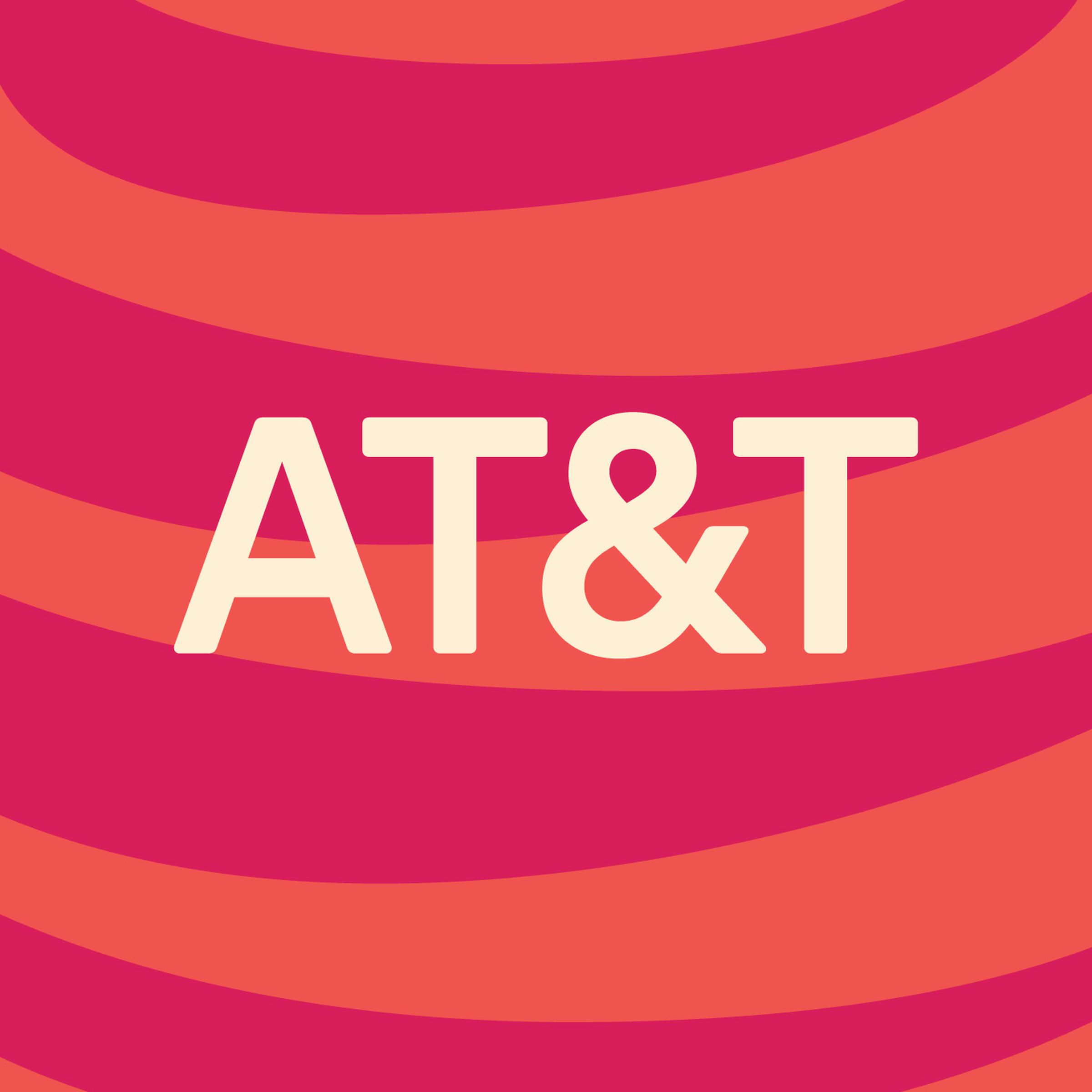 AT&amp;T logo with an illustrated red and orange background.