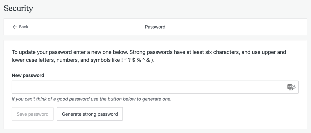 The password screen.