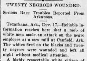"Twenty Negroes Wounded" newspaper clipping