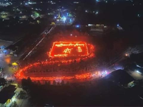 Anarchist Logo during Light Festival Protest from Myanmar