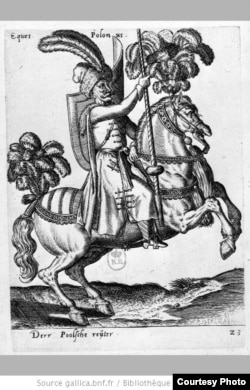 Коньнік Рэчы Паспалітай. Гравюра Абрагама дэ Бройнa з кнігі „Diversarum gentium armatura equestris“. Кёльн, 1587