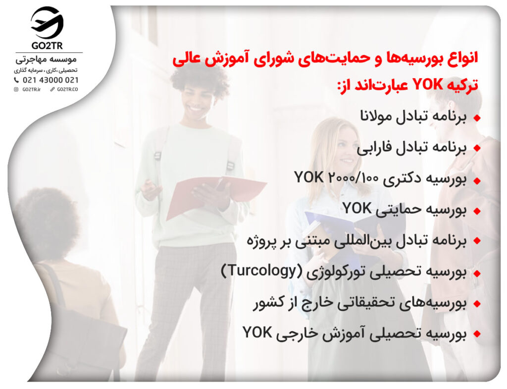 بورسیه های حمایتی شورای آموزش عالی YOK ترکیه