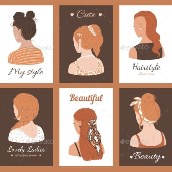 Vector Set of Illustrations of Ladies with Various