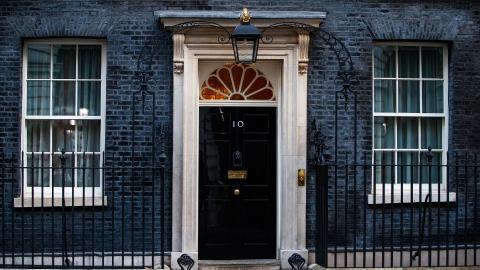 The iconic front door of 10 Downing Street