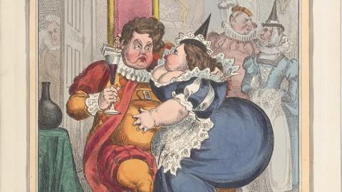 A satirical cartoon showing George IV to be very overweight