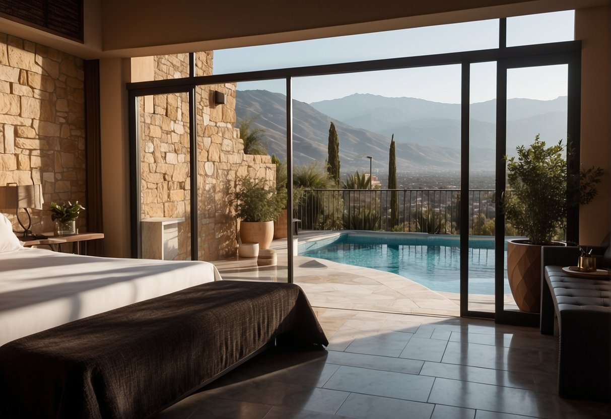A luxurious adult hotel in Granada, with elegant furnishings and a tranquil atmosphere, featuring a spa, pool, and stunning views